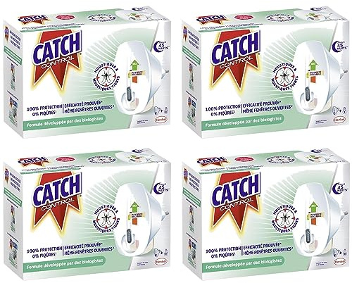 CATCH CONTROL Lot de 4 Diffuseurs Electriques Réglables Répulsif 45 nuits