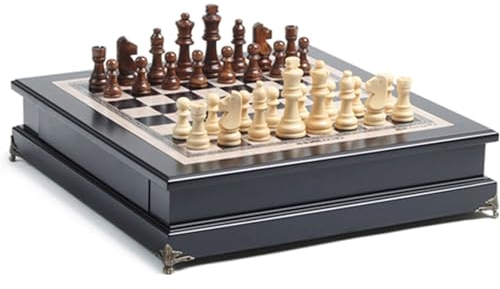 ZUMAHA Großes Schach, Holzschachbrett und Schachfigur, luxuriöses professionelles Schachspiel mit Aufbewahrungsfächern