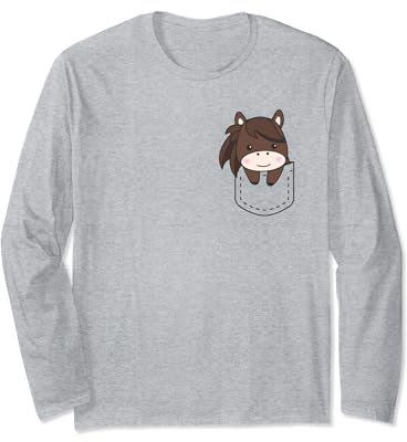 Pferd in Tasche Lustige Pferde In Brustbeutel Süße Pferde Langarmshirt