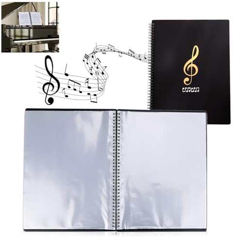 120 Seiten Notenmappe A4: HOMURY Music Sheet Chormappe A4 Notenmappe Wasserdicht Kunststoff 60 Fächer/120 Seiten Präsentationsmappe Notenmappe für Notenblätter Klavier Gitarre Violine