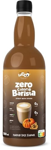 LoCCo Sirope Barista Sin Calorías para Café con Estevia – Sin Azúcar, Keto (Sabor: Pumpkin Spice/Calabaza con Especias) 1L