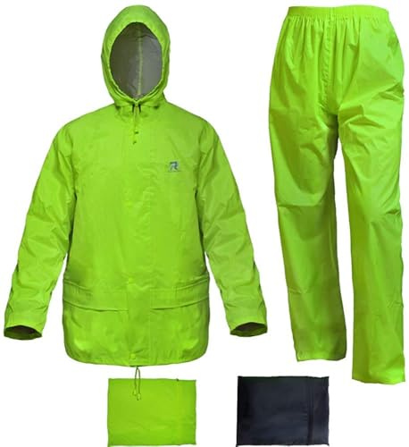 ZOEGO Waterproof Suits for Men Lightweight Rain Gear Jacket Portable(Fluorescence,XL)