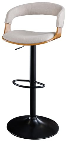 Barhocker MANHATTAN 51cm - beige natur schwarz - Strukturstoff Esche | 360° drehbar, höhenverstellbar, pflegeleichter Bezug, fester Stand, 130 kg Belastbarkeit, komfortable Polsterung