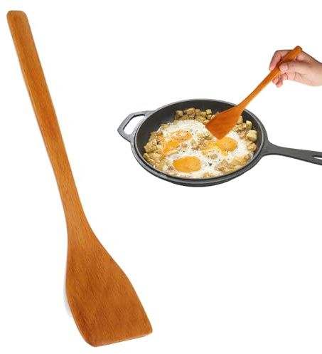 Pfannenwender Holz, Kleiner Holzspatel Flacher Bratspatel Antihaftbeschichteter Pfannenwender Hitzebeständige Schaufel Küchenutensilien zum Kochen, Backen, Braten(Helle Holzfarbe)