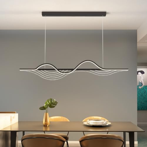 Bellastein LED Pendelleuchte Esstisch Lange gerade Scheibe Kronleuchter Moderne LED-Hängeleuchte Theke in der Teestube Hängeleuchte Büro Pendellampe Leuchten (schwarz100cm)