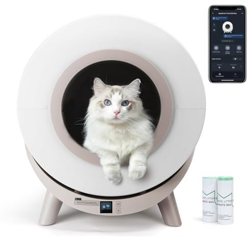 Nobleza - Selbstreinigende Katzentoilette, Katzentoilette Katzenklo Geschlossen XXL Elektrisches Katzenklo mit Sieb, 80L App-Steuerung, für Mehrere Katzen mit Zwei Rollen Müllbeutel