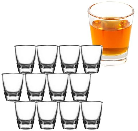12 PCS Tazas de Tequila, Vasos De Chupito, 35ml/3cl Vasitos de Chupitos Vidrio, Juego de Vasos de Chupito de Whisky Transparente, Aptos para Lavavajillas, para Vodka, Whisky, Tequila, Espresso, Licor