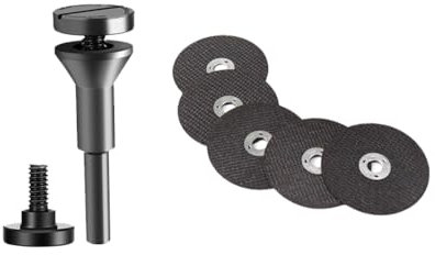5Pcs 3 inch Cut Off Wheels with 1/4 in Mounting Mandrel Kit for Die Grinder, Metal Cutting Discs for Rotary Tool Drill Attachment Cutter Die Grinder Accessories