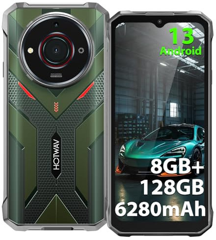 HOTWAV T7S 2025 Smartphone Rugged, 8GB+128GB (2TB Espandibile) Telefono Indistruttibile 6,52HD+, 6280mAh 21MP Cellulare Antiurto Android 13 4G Dual SIM Rugged phone IP68IP69K OTG GPS Misura Altezza