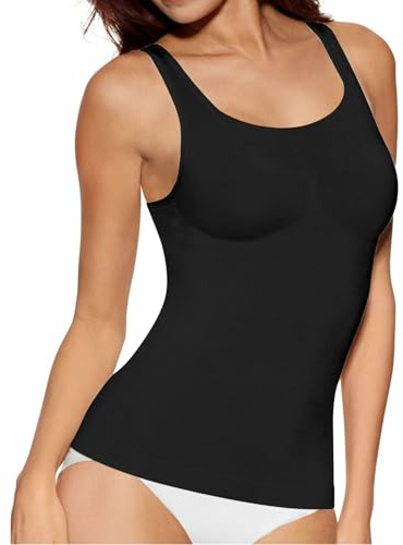 Lancry Débardeur de compression amincissant pour femme, haut gainant sans coutures, contrôle du ventre et de la taille (sans rembourrage) (Noir, L)