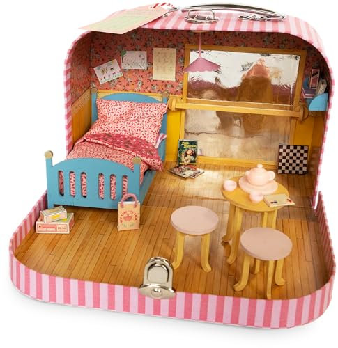 Mouse Mansion to Go – Ella's Ballet Room | DIY Dollhouse in a Suitcase with Wooden Furniture, Bedding & Ballet Accessories | Creative Craft Kit for Kids | Perfect for Travel & Sleepovers