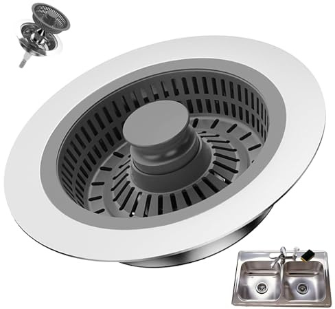 1 Pc 3 in 1 Pop up Sink Plug Replacement and Stopper Combo, Sink Strainer Sink Plug Strainer Stainless Wrap Shell Anti-Clogging with Odour Protection for 68-108mm Sink Drain