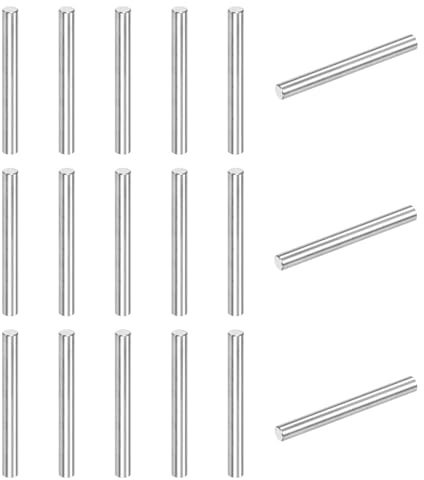 M METERXITY 20-Pack 3 x 28 mm Dowel Pin, 316 Stainless Steel Support Pin Fastener Elements for Metal Devices/Wooden Projects, Cylindrical Shelf Support Pin [Silver Tone]