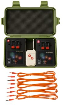 zenda club® Sistema di Trigger a Distanza per Fuochi d'Artificio - Kit pirotecnico a 4 canali con telecomando senza fili - Scatola di immagazzinaggio resistente