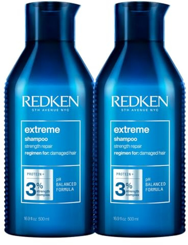 Redken Haarshampoo für sprödes und geschädigtes Haar, Anti Haarbruch, Mit Sojaproteinen, Ceramiden, Sepicap und Arginin, Extreme Shampoo, 2 x 500 ml