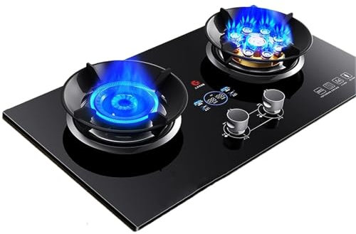 Portable 2 Burner Gas Stove with Adjustable Flame Control, Tempered Glass Cooktop for Home Kitchen, Catering, and Camping