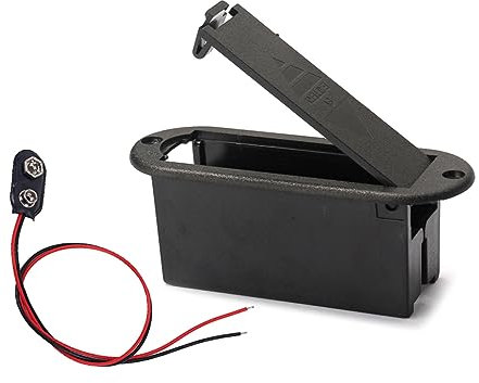 CLISPEED Estuche Portapilas para Batería De Guitarra 9 V, Plástico Durable, con Cable De Conexión, Uso Profesional, Compatible con Pastillas, Color Negro