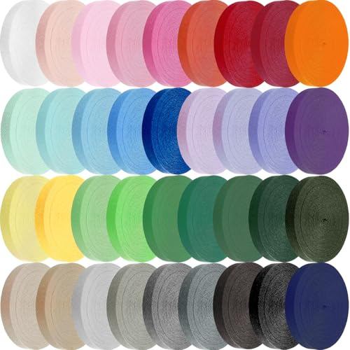 Wonninek 36 Farbe Baumwolle Gurtband 10mm 196Yards Fischgration Baumwoll Twill Ribbon Schrägband für Näharbeiten, Stricken, Nähen, Basteln, Handwerk