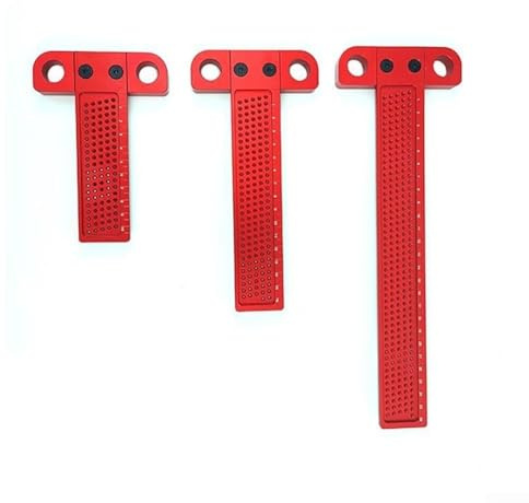 T-Type Aluminium Alloy Woodworking Scriber Ruler for Precision Scale for Carpentry Layout and Measuring 160/260/400mm Red(260mm)