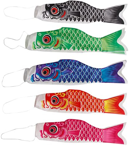 5pcs 40cm Koi Nobori Carp Wind Sock Koinobori Fish Kite Flag Hanging Decor