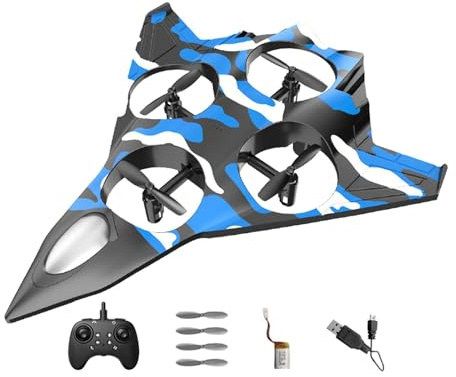 Harilla Ferngesteuertes Flugzeug, RC-Flugzeug, tragbarer Segelflieger, Geschenkidee: Kampfjet-Modell, Outdoor-Flugspielzeug für und Erwachsene zu, Blau mit 1 Batterie