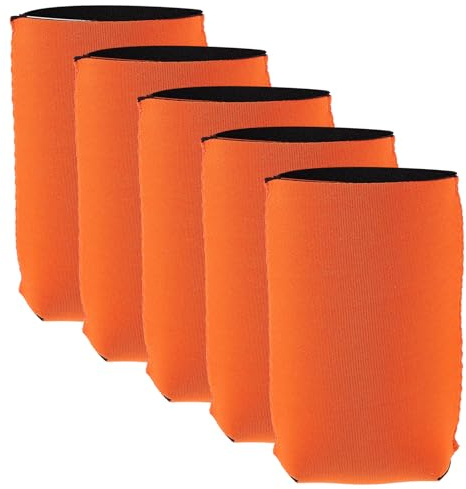 Gadpiparty 5piezas Fundas Aislantes para Latas de Cerveza Neopreno Reutilizables Antideslizantes Naranja para Mantener Bebidas Frías y Proteger Envases