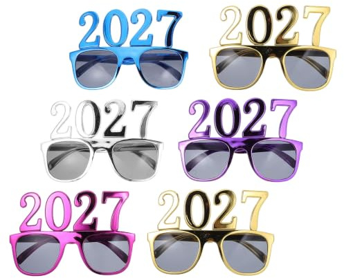 JOINPAYA 6 Stück Wiederverwendbare Fotorequisiten für Silvester 2027 mit Einzigartigem Design aus Kunststoff Komfortabel für Freunde und Partys Geeignet