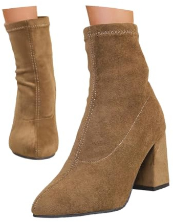 Generisch Bottes pour femme - Avec talon - Élégantes - Bottes pour femme - Talon bloc - Bottes à plateforme - Bottes d'extérieur - Tige large - Bottines sexy - Bottines à tige large - Bottes légères