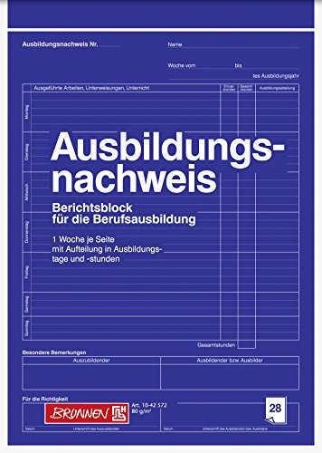 BRUNNEN Ausbildungsnachweisblock | A4, 28 Blatt, blau