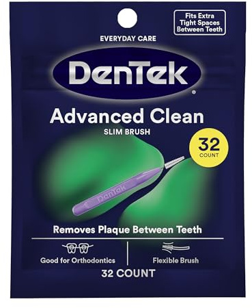 DenTek Slim Brush Advanced Clean Interdental-rengöringsmedel, Extra Tight, 32 stycken