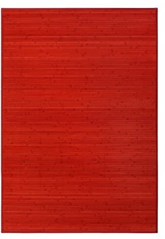 LOLAhome Alfombra de bambú Rojo de 140x200 cm, Antideslizante, Anti Manchas, Resistente a la Humedad, para Salón, Dormitorio, Cocina, Baño, Pasillo, Garaje