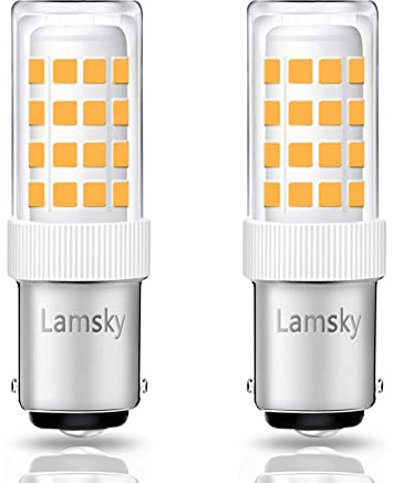 Lamsky LED BA15D Double Contact Bayonet Base 120 Volts 4W Led Light Bulb,T3/T4/C7/S6,Warm White 2700K,LED 40W Halogen Replacement Bulb,No-Dimmable,2-Pack