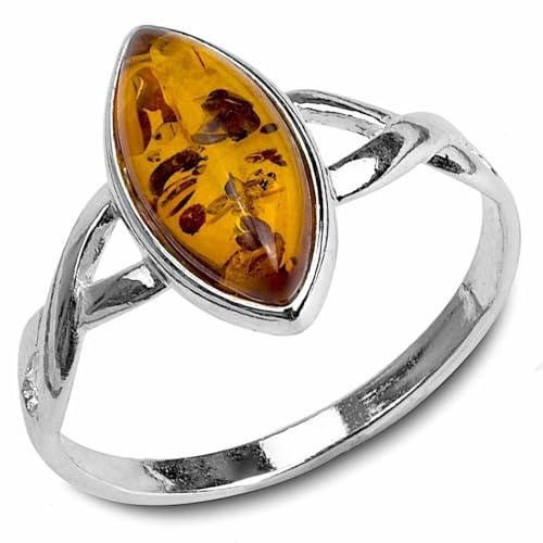 Amber Sterling Silver Marquise Ring,yellow,7