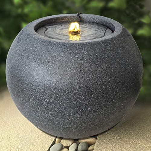 Gartenbrunnen Brunnen Zierbrunnen Zimmerbrunnen Brunnen mit LED-Licht 230V Wasserfall Wasserspiel für Garten, Gartenteich, Terrasse, Teich (015)