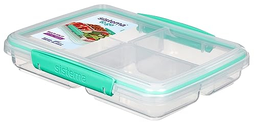 Sistema TO GO-Brotdose mit Fächern zum Portionieren | Lunchbox mit Trennfächern und Clips | 820 ml | BPA-frei | 1 Vorratsdose