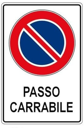 Trade Shop Traesio Cartello Passo Carrabile Segnaletica Sicurezza, Plastificato