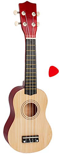 alles-meine.de GmbH Ukulele - aus Holz - Motiv & Farbwahl - hell braun - 55 cm / 21 inch - Klassik - akustische - Kinder & Erwachsene - mit Plektrum - 4 Saiten/Seiten - Spielze..