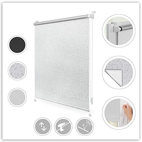 Lichtblick RKS.080.150.101 Verdunkelungsrollo Thermo-Rollo Klemmfix ohne Bohren mit Seitenverspannung Sichtschutz Hitzeschutzrollo Motiv Print, 80 cm x 150 cm (B x L)