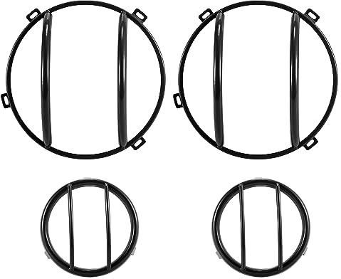 X AUTOHAUX Scheinwerfer Blinker Schutzgitter Kit Für Jeep Wrangler 07-17 | 4pc, Schwarz, Metall, 6x18cm (Scheinwerfer), 3.3x9.1cm (Blinker), Für Jeep Wrangler JK 2018, Schutz Vor Stößen Und Trümmern