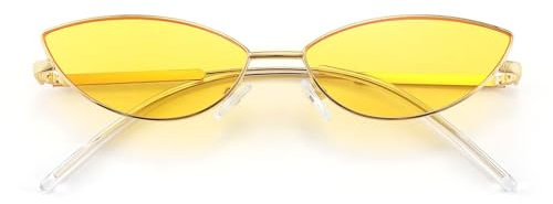FEISEDY Kleine Katzenauge Sonnenbrille Vintage Mode Designer Metallic Cateye Konzert Brille für Damen mit Bogen Bügel B2298
