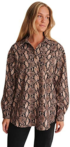 NA-KD Snake Shirt Camisa Abotonada, Serpiente, 32 para Mujer