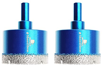 Diamant Trockenbohrer Fliesenbohrer 50mm - BRSCHNITT 2 Stück Diamant Bohrkrone - Lochsäge für Keramik, Granit, Porzellan, Fliesen, Feinsteinzeug, Mauerwerk, Marmor.
