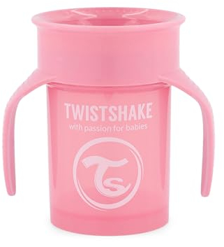 Twistshake Tasse 360 | Gobelet pour Bébé avec Bord à 360° - 230 ml | Tasse D'apprentissage pour Enfants avec Poignées | Gobelet Anti-Déversement pour Tout-Petits | Sans BPA | 6+ Mois | Rose