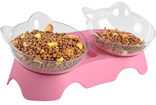 MILIFUN Katzennäpfe, Katzenfutterschalen erhöht, geneigt, Anti-Erbrechen Kitty Schalen für Welpen und Hase, orthopädische Katzennäpfe für Indoor-Katzen. (Rosa)