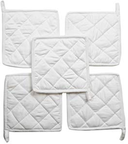 American Linen Set di 10 presine da cucina, 20,3 x 20,3 cm, resistenti al calore, 100% cotone, colore bianco