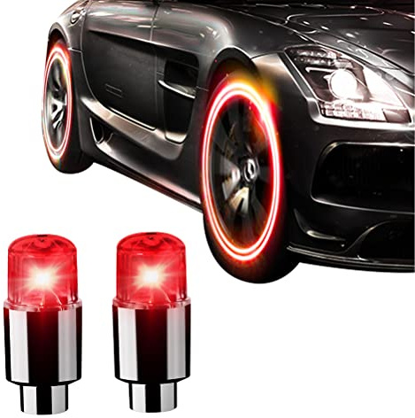SanCiYu 2PCS Bicycle Wheel Flash Light, Led Waterproof Wheel Lights, Car Bike Wheel Tyre Valve Cap Lights Dust Cap Light Spoke Neon lights for Car Truck SUV Motorcycles Bike