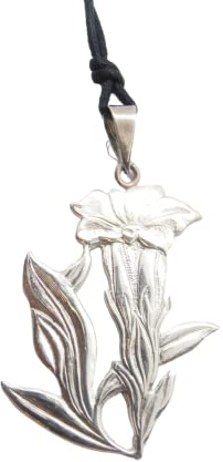 Genciana: Colgante de Plata 925 - Colgante Con Gargantilla En Cable - Flor - Floret