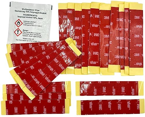 5952 Heavy Duty Number Plate Sticky Pads 20×80mm – 20 Pack – Double Sided Foam Adhesive Pads for Car Registration Plates & Trim – Waterproof Strong Acrylic Mounting Tape with IPA & Promoter Wipes