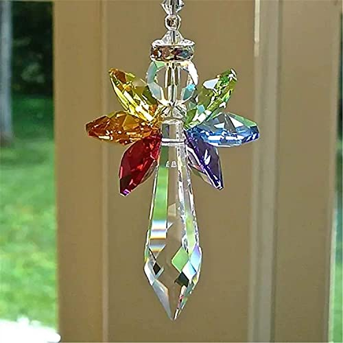 Modern Rainbow Sun Catchers，Crystal Angel Chakra Suncatcher Car Charm Pendant for Auto Rear View Mirror Hanging Decoration Crystal Ball Prism Pendant Suncatcher Wedding Home Window Ornament