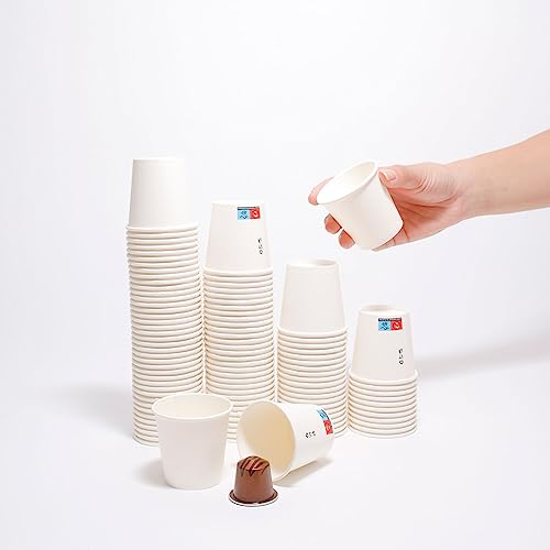 UniR Gobelet Café - Espresso - Papier Jetable 4OZ - 120 ML Lot de 100pcs (Blanc) - Fabriqués en France